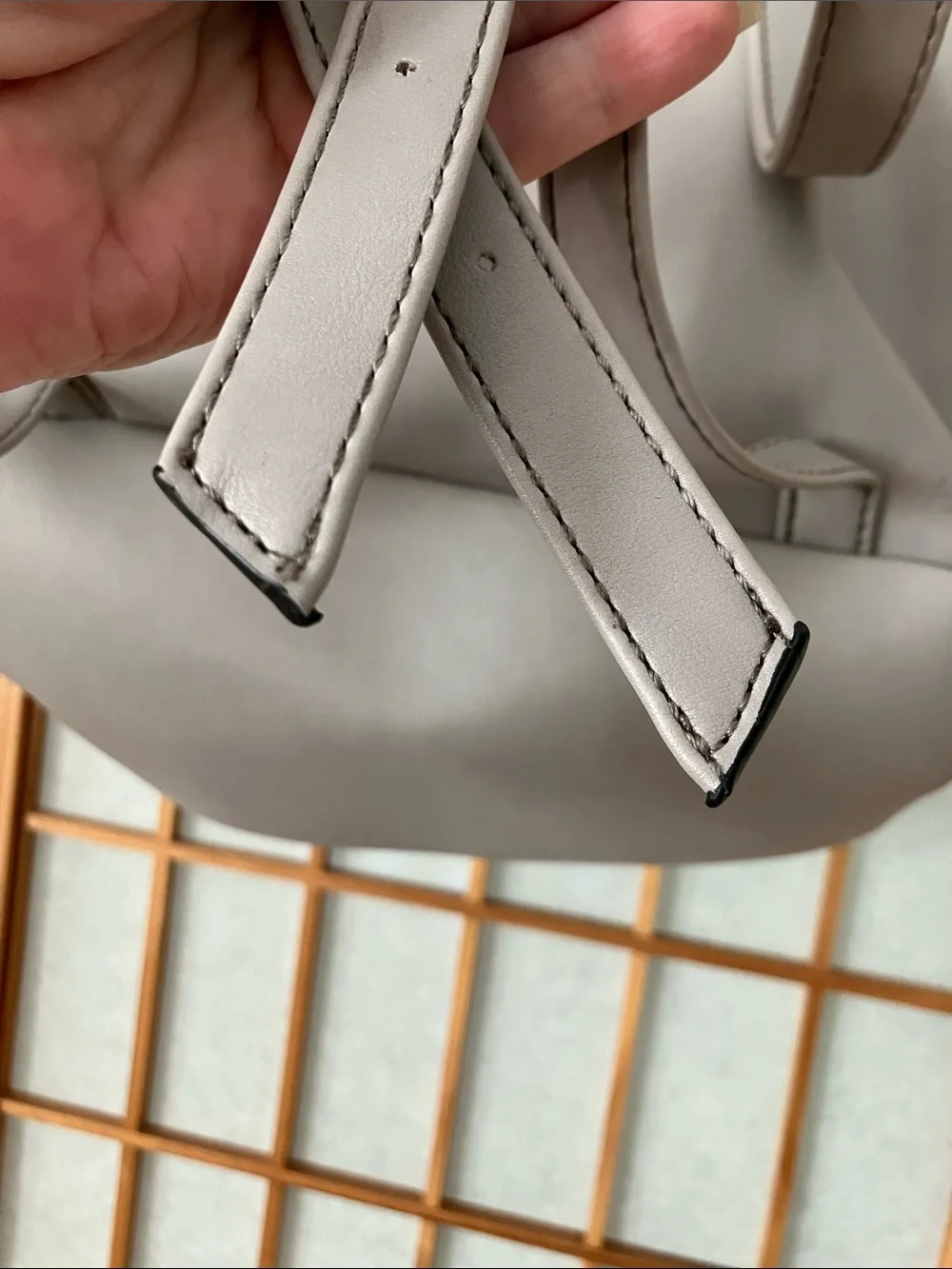 EUC Nine West Light Gray Backpack with Multicolor Dot Medallion 12x10x5 - Picture 6 of 10